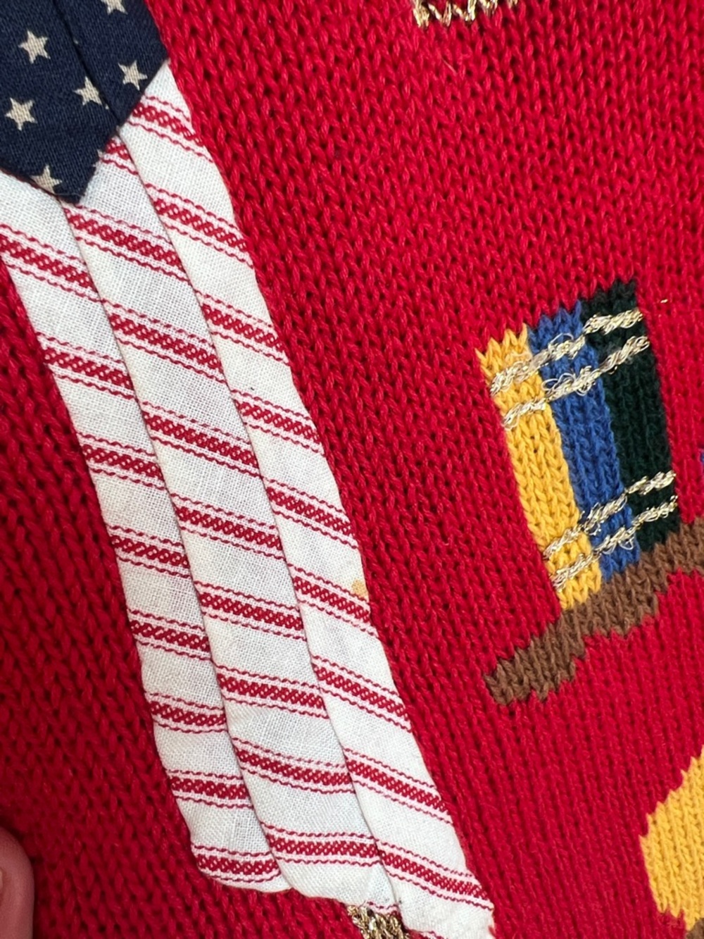Vintage Susan Bristol Hand Embroidered Novelty Teacher Red Cardigan XL - Picture 8 of 11